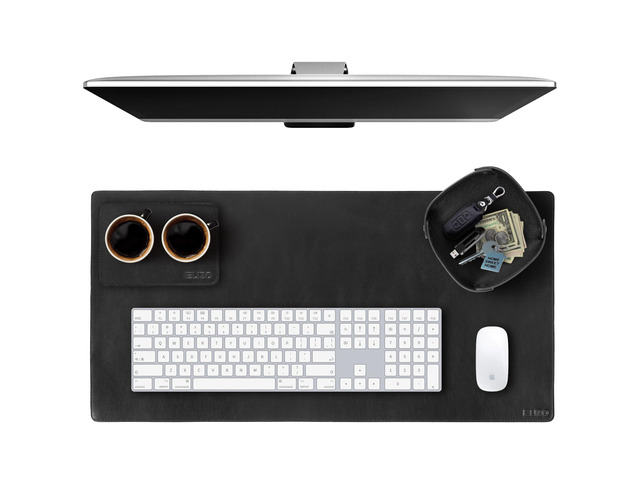 Leather Desk Pad Real Leather Desk Mat Thick (3mm) Double Layer (32x16) Cover Blotter Desk Protector Large Computer Mat for Keyboard Mouse Pad...