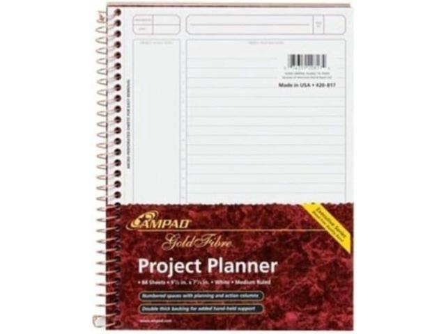 Gold Fibre Designer, Project Planner,Size 9-1/2 x 7-1/4, Asst Covers, 84 Sheets per Notebook (20-817),White (Pack of 12)