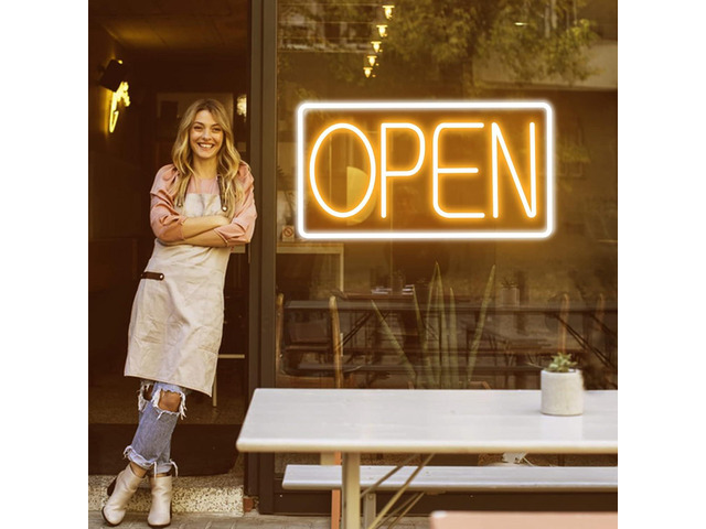 Open Signs for Business Ultra Bright LED Neon Open Signs for Business Storefront Window Glass Door Shop Store Florists Bar Salon Pubs with ON/OFF...