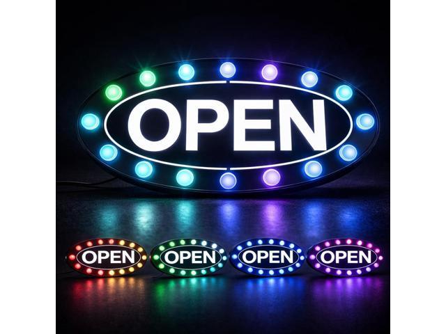 Outdoor LED Open Sign, Waterproof Business Open Sign for Store Window, Large Ultra Bright Illuminated Open Sign with Remote, RGB Color Changing,...