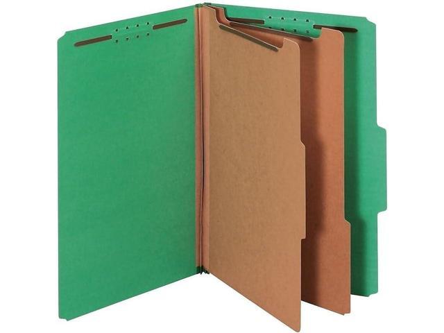 Classification Folders, Standard, 2 Dividers, Embedded Fasteners, 2/5 Cut Tab, Dark Green, Legal, 10/BX (29033) (Pack of 5)
