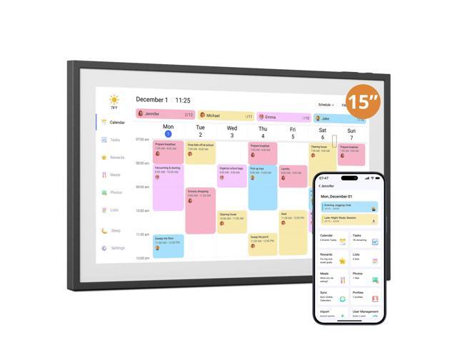 Digital Wall Calendar 15.6 Inch Interactive Touch Screen Electronic Calendar & Smart Family Hub with Cross-Device Sync, Schedules Reminders, Chore.