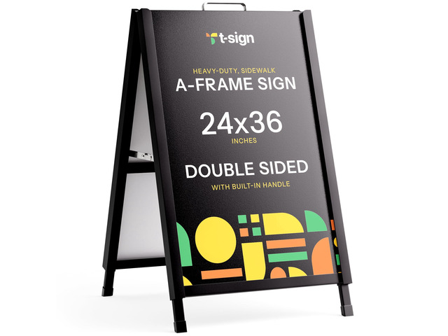A-Frame Sign for Outdoors, Sidewalk Menu Board 24 X 36 Inch Folding Slide-in Board - Heavy Duty Portable Sandwich Board, Metal Double Sided 2...
