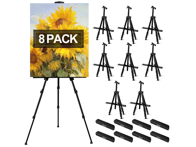 8 Pack Painting Display Easel Stand Portable Adjustable Metal Tripod Artist Canvases Height from 17 to 66 In Extra for Table-Top/Floor, Draw and...