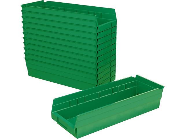 30138 Heavy Duty Plastic Shelf Bins, 18'x 6.5'x 4', Green, 12-Pk Heavy Duty Nesting Storage Bins for Garage, Closet, Refrigerator, Kitchen,...