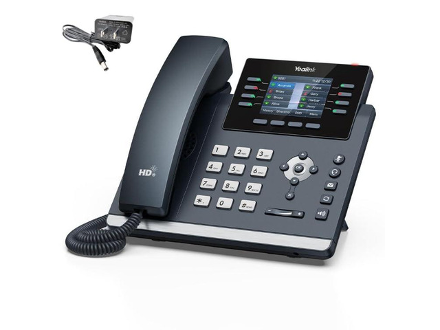 Yealink SIP-T44W-PSU 1301213 - WI-Fi IP Phone - Power Adapter Included -12 VoIP Accounts. 2.8-Inch Color Display. Dual-Port Gigabit Ethernet, PoE