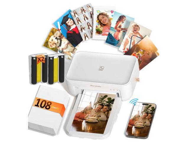 CP4100 4x6 Photo Printer with 108 Sheets & 2 Ribbons, Full-Color Thermal Dye Sublimation Wi-Fi Printing, Portable Instant Picture Printer for.