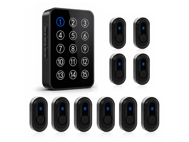 Wireless Emergency Call Button System - 500 Ft Range Caregiver Pager with LED Display, 10 Waterproof Alert Buttons & 1 Receiver for Elderly,...
