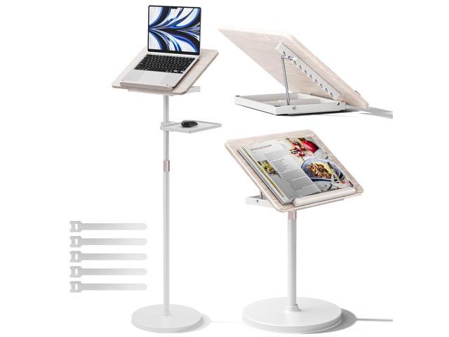2 in 1 Adjustable Book Stand - Dual-Use Floor and Desktop Book Holder Stand, Height Adjustable 23.5-52 in, Elastic Page Clips for Music Sheet,...