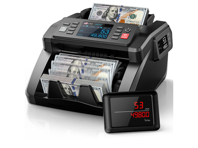 N70 Mixed Denomination Money Counter Machine, Value Counting, Cash Counter with Three Displays, UV/MG/IR/MT Counterfeit Detection for Money...