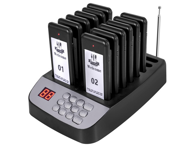 Restaurant Pager,Pagers for Restaurants 12 Guest Pagers,Buzzers Social Distancing, 98 Chanels with Vibration, Flashing and Buzzer for Food Truck,...