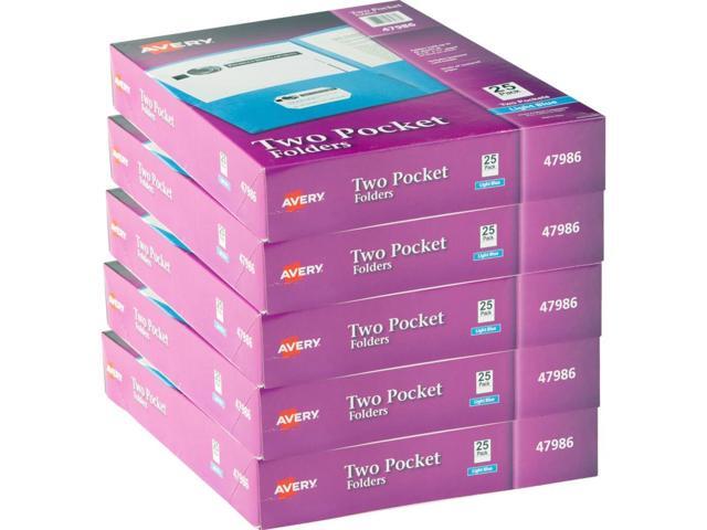 Two Pocket Folders, Holds up to 40 Sheets, Business Card Slot, Case Pack of 125 Light Blue Folders (47986)