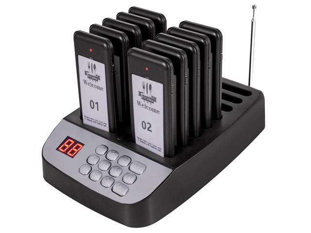 Restaurant Pager,Pagers for Restaurants 10 Guest Pagers,Buzzers Social Distancing, 98 Chanels with Vibration, Flashing and Buzzer for Food Truck,...