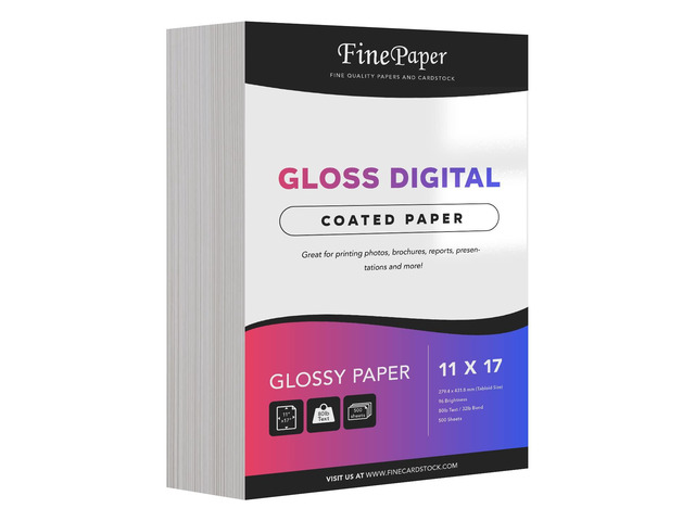 Gloss Digital Paper Perfect for Color Laser Printing, Design Proposals, Flyers, Brochures 11 x 17 Glossy 80lb Text (32lb Bond) 96 Bright ...