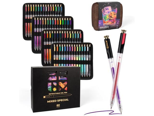 ZSCM Retractable Gel Pen For Adult Coloring, 60 Colors Large Capacity Multicolor Gel Ink Pens, 1 mm Fine Point Smooth Writing Color Pen for Adult.