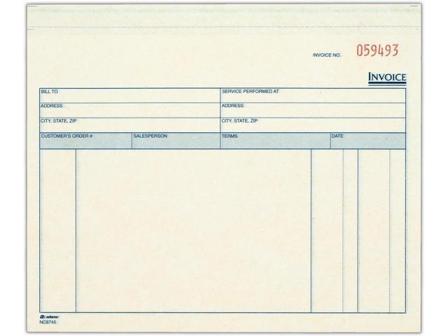 Invoice for Services Unit Sets, 7.44 x 8.5 Inches, 3-Part, Carbonless, White/Canary/Pink, 50(Count)(Pack of 8)