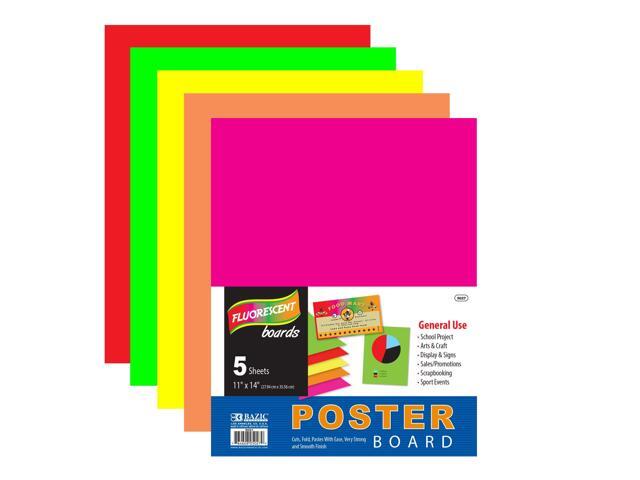 Fluorescent Color Poster Board, 11 x 14 in, 5 Ct, 48-Case smooth matte acid-free surface for school projects, pack of 5 assorted fluorescent.