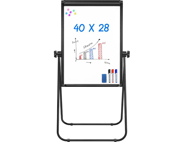 Stand White Board - 40x28 Magnetic Dry Erase Board Flipchart Board Double Sided Easel Board Portable Whiteboard for Classroom Home, Office Supplies