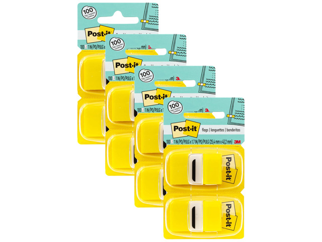 Flags Value Pack, 50/Dispenser, 12 Dispensers/Pack, 1 in Wide, Green (680-GN12) (Pack of 4)