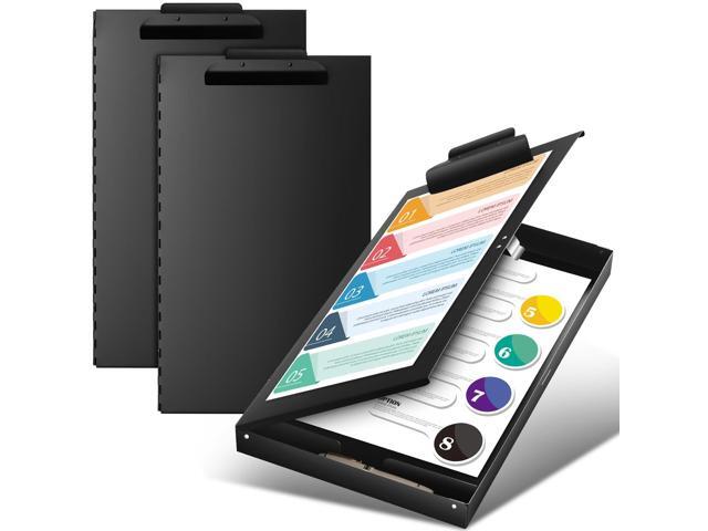 2 Pcs 11 x 17 Inch Aluminum Clipboard with Storage, Large Holder, Black