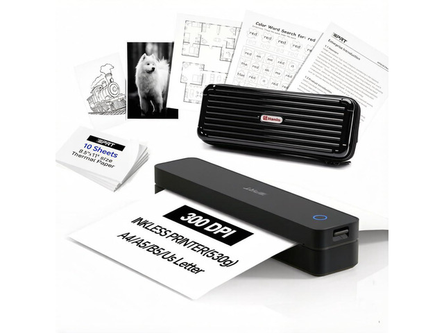Portable Thermal Printer Wireless for Travel, Printers for Home Use, Come with Carry Case& 10 Sheets Thermal Paper, Support 8.5x11 US Letter & A4...
