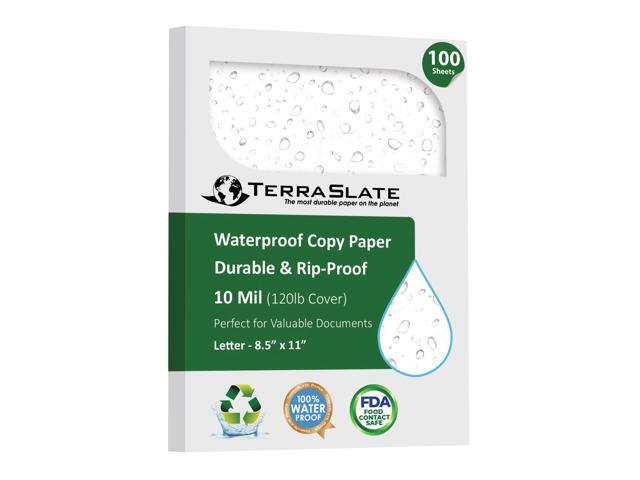 Premium Rain/Weather/Waterproof Paper, 10 Mil 8.5 x 11 Inches, White, Durable Printer Paper (100 Sheets)