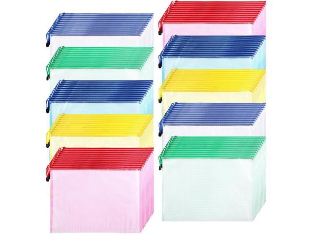 100 Pcs B4 Mesh Zipper Pouch Bag Bulk Mesh Pouch with Zipper Waterproof Clear Storage Bag for School Office Supplies Cosmetics Travel (Colorful,.