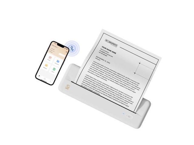 Wireless Portable Printer - Bluetooth Thermal Printer for Travel, Mobile Office, School, Home Compatible with iOS Android,White