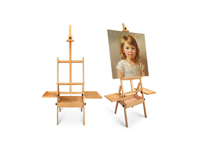 Foldable & Adjustable Art Easel with Storage Drawer Trays, Beech Wooden Easel Stand for Painting,H Frame Artist Easel for Painting Easel for...
