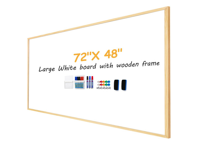 72' x 48' Large Magnetic Dry Erase White Board, Solid Wood Frame Decorative Whiteboard for Wall, Modern Farmhouse, For Office, School, Home & Studio