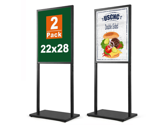 Black 22Ã—28inch Sign holder floor stand, heavy Duty Pedestal poster banner stand for display,22Ã—28inch slide-in double sided poster sign holder...