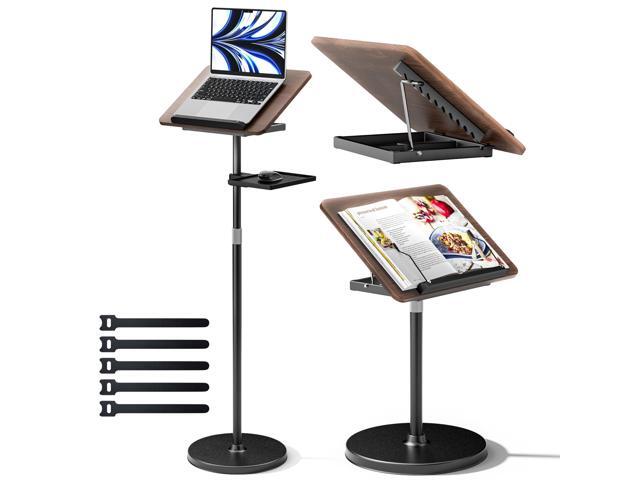 2 in 1 Adjustable Book Stand - Dual-Use Floor and Desktop Book Holder Stand, Height Adjustable 23.5-52 in, Elastic Page Clips for Music Sheet,...