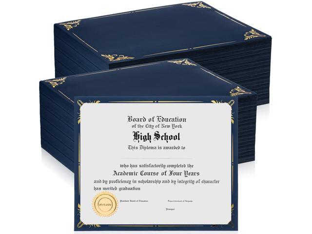 300 Pcs Certificate Holder Foil Border Bulk 8.5 x 11 Inch Single Sided Award Diploma Cover for Letter Size Cardstock Document Paper Graduation.