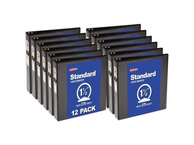Standard View 3 Ring Binders, 1.5' Round Rings, 275-Sheet Capacity, 2.1 Inch Wide Spine, Black Binders, Ideal for Lightweight Organization and...