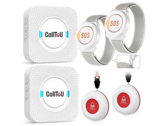 Caregiver Pager Wireless Call Button Nurse Alert System 500+ Feet for Home/Elderly/Patient/Disabled 06WS (2 Receiver 2 Round Button 2 Watch...