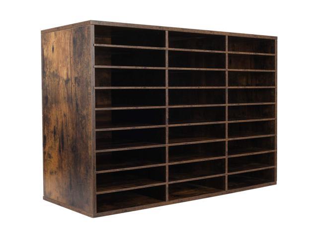 Wood Literature Organizer, 27 Slots Hold 13500 Sheets A4 Papers, Wooden Desk File Paper Storage Organizer with Adjustable Shelves, Mailbox Cubbies...