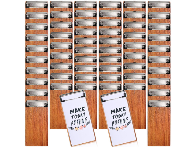 60 Pcs Mini Clipboard Small Clipboards Wooden Half Page Clipboard Wood Check Presenters Kids Clipboards for Restaurant School Waitress Guest Server...