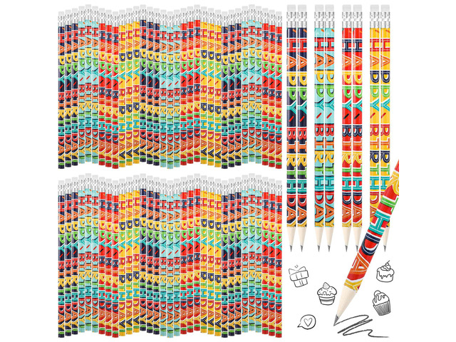 700 Pcs Happy Birthday Pencils Colorful Birthday Pencil Bulk Back to School Wooden Pencils with Top Erasers for Students Teachers Classroom Reward...