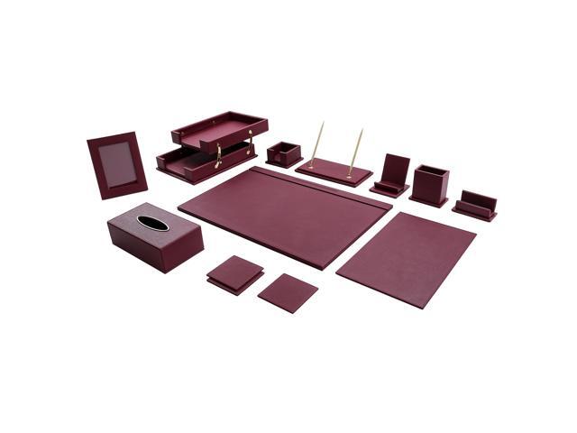 Leather Desk Set,13-Piece Desk Organizer Set, Executive Office Accessories with Desk Pad & Blotter, 2-Tier Tray, Pen Holder & More, Professional.