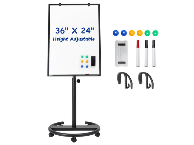 Mobile Whiteboard, 36x24 Inches Magnetic Dry Erase Board on Wheels Height Adjustable, Magnetic Surface, Dry Erase, With Wheels, Good for...