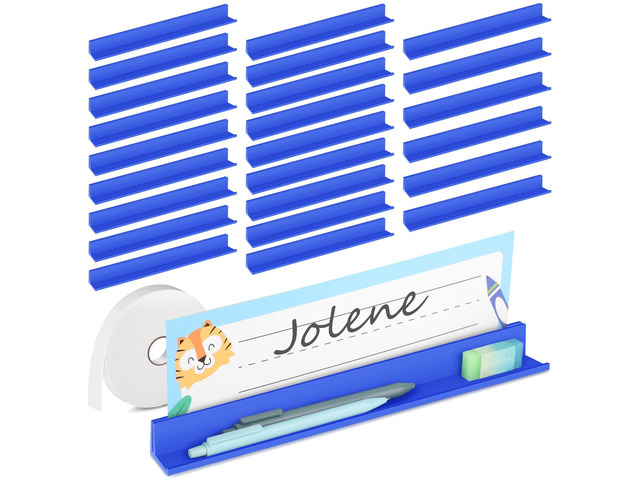 24Pcs Classroom Desk Name Plates Holder Index Cards Storage, School Classroom Office Desktop Helper and Park Station Tray Guard Panels Classroom...
