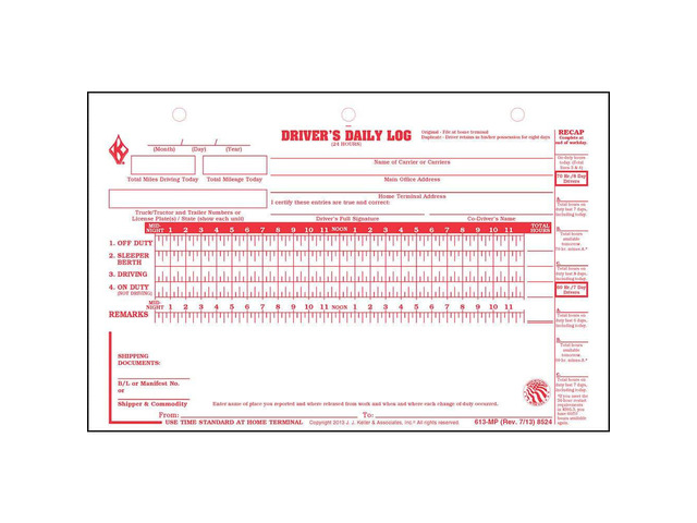 J. J. Keller Deluxe Duplicate Driver Daily Log 10-pk. with Detailed DVIR & Daily Recap - Shrinkwrapped Loose-Leaf Format, 2-Ply with Carbon, 8.5' x...