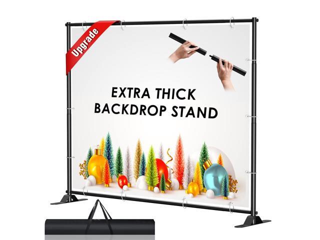 4x7-8x10 FT Extra Thick Backdrop Banner Stand, Heavy Duty Adjustable Step and Repeat Stand for Parties & Photography, Portable Trade Show Photo...