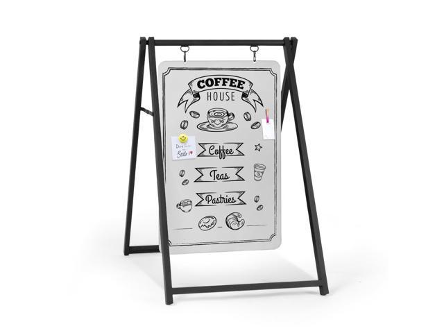 Metal A Frame Sign, Whiteboard Sidewalk Sign - 24x38 in Outdoor Double Sided Magnetic Dry Erase Board, Swinging Sandwich Board Signs - For.
