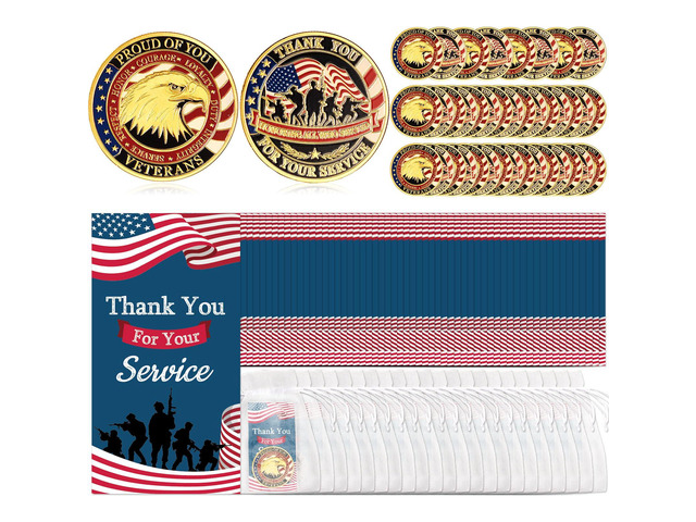 100 Pcs Military Challenge Coins Gift Bulk Thank You for Your Service Military Coins American Patriotic for 250th Anniversary Independence Day...