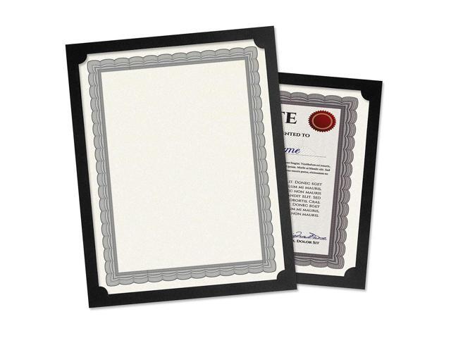 Fine Stationary Certificate Holders Plain Black, 50 Count, 9-1/2' x 12', Linen Cover, 80 lb. Stock, Single-Sided, Die-Cut Corners, For Office,...