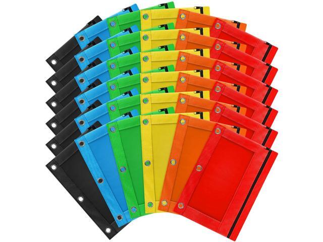 120 Pack Pencil Pouch for 3 Ring Binder, Zipper Pencil Pouches/Case in Assorted Color, Durable Binder Pencil Pouch/Bag for Office School Supplies.