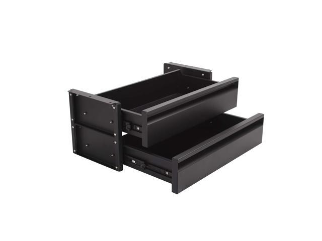 15 inch 2-tier Under Desk Drawer, Adjustable Pull-Out Storage Organizer Carbon Steel Under Table Drawer with Silent Smooth Slide Rails for Office...