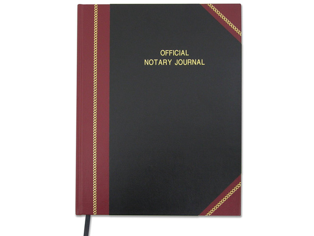 Official Notary Journal, Hardbound, 336 Pages Notarial Acts, 1,340 Entries, All 50 States, Black & Burgundy, 8.5'' x 11'' - Made in USA