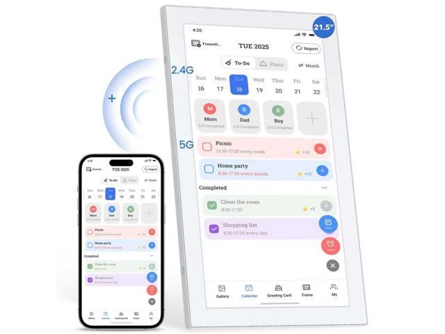 Digital Calendar Smart Planner, Electronic Calendars with 21.5 in Touch Screen Interactive Chore Chart for Family Schedule Photo Share, APP Phone.